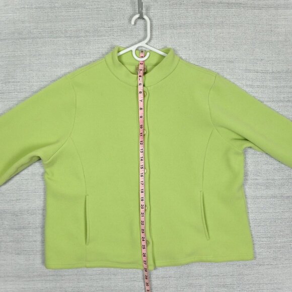 LL Bean 90s Fleece Polartec Thermal Oversized Mock Neck Lime Green Jacket Sz 2XL - Picture 15 of 16